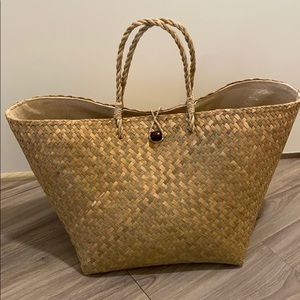 Handmade wicker/rattan beach bag (Thailand) large